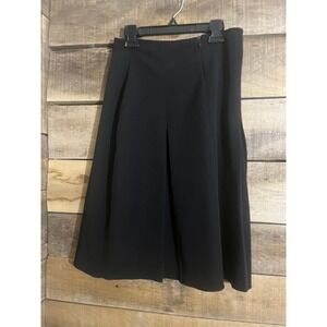 Soulmates Womens Black Pleated A-Line Midi Skirt Made in USA Size Large